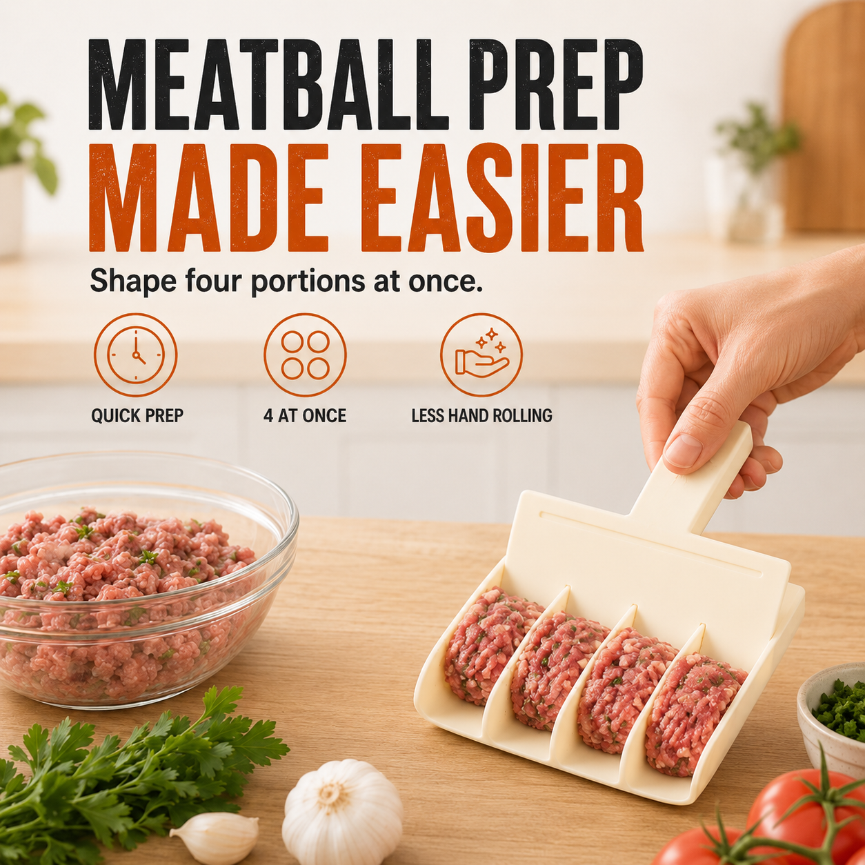 4-at-a-Time Nonstick Meatball Maker Scoop – 2-Pack