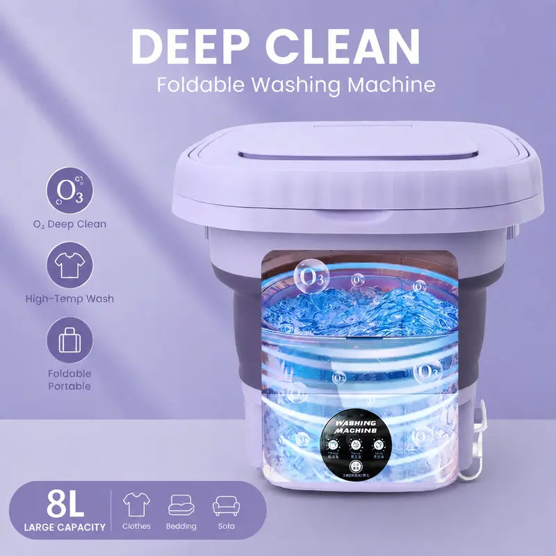 🧺 8L Portable Foldable Washing Machine with Spin Dryer – Compact Washer for Underwear & Socks