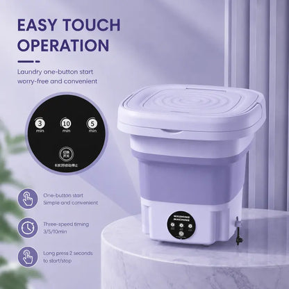 🧺 8L Portable Foldable Washing Machine with Spin Dryer – Compact Washer for Underwear & Socks