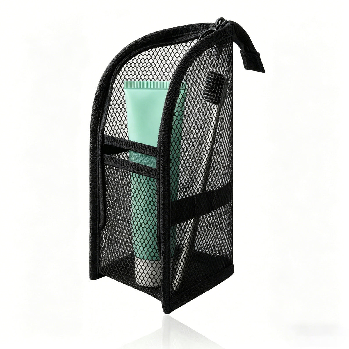 Mesh Zipper Toiletry Storage Pouch - Multi-Pocket Travel Cosmetic Organizer Bag
