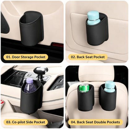 Car Cup Holder Accessory, Multi-Purpose Drink & Water Bottle Storage Pouch