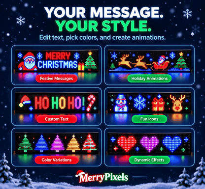 Christmas LED Pixel Window Display | App Controlled Animated Holiday Light for Car & Home Decor