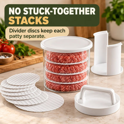 🍔Burger Patty Press & Storage Set | Prep, Stack & Chill