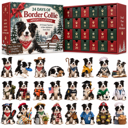 24 Days of Border Collie – 24 Unique Dog Figurines | Christmas Collectible Gift Set