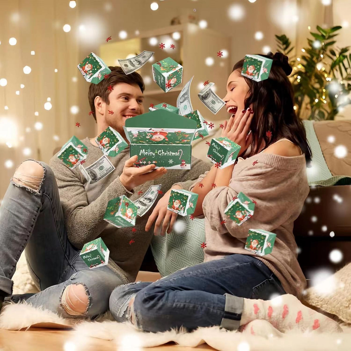 🎄 Surprise Gift Box Explosion Unique Folding Bouncing Red Envelope Cash Box