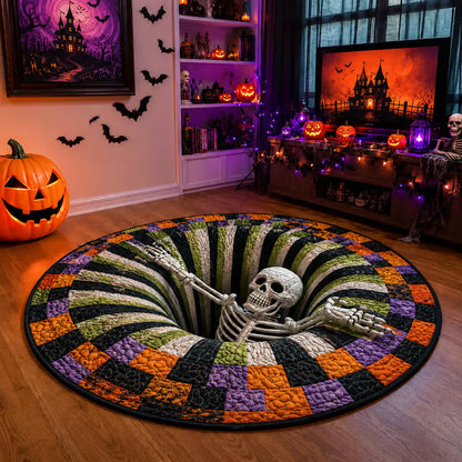 🎃 Halloween 3D Skeleton Vortex Round Rug