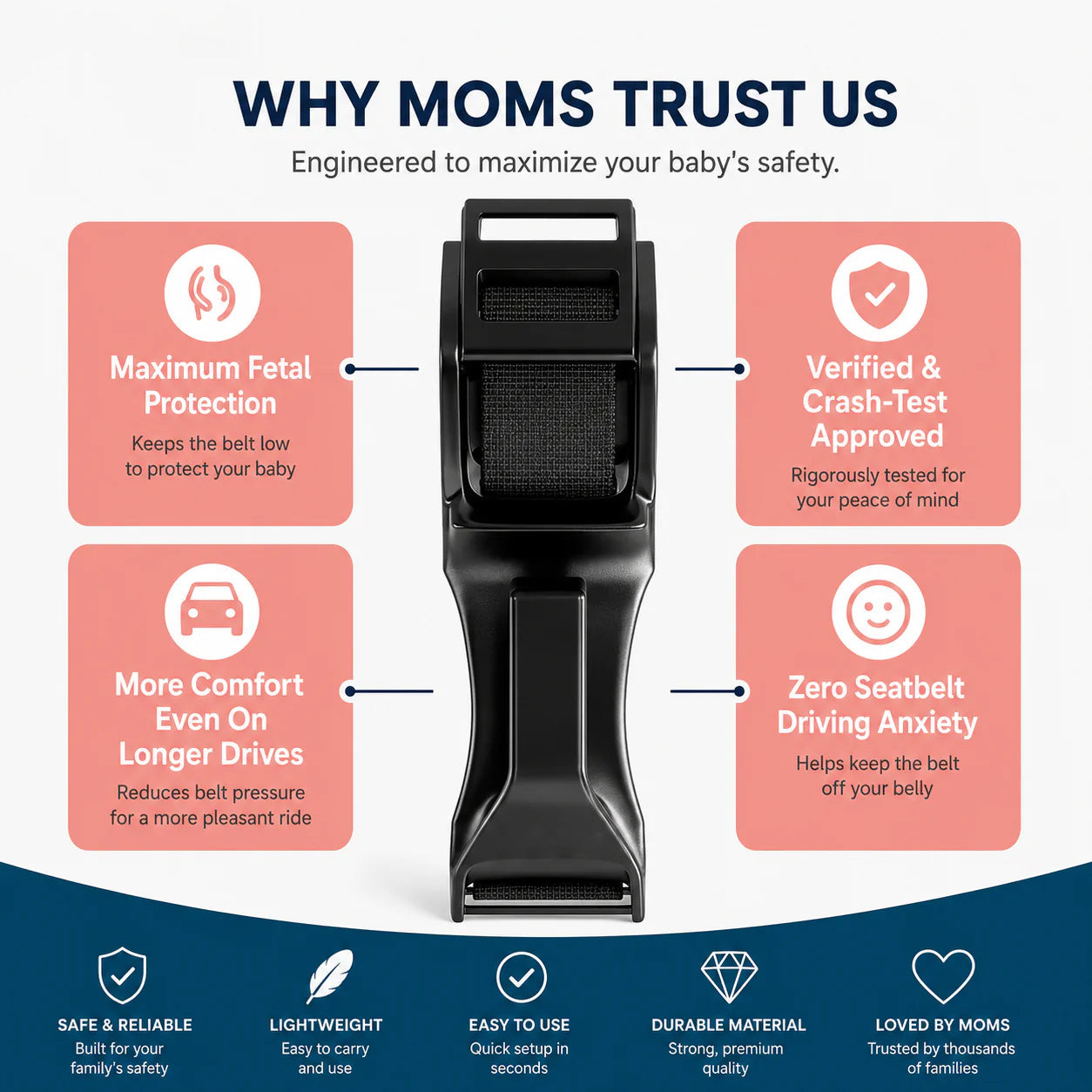 Pregnancy Seat Belt Adjuster – Comfortable Car Seat Belt Positioner for Expectant Moms
