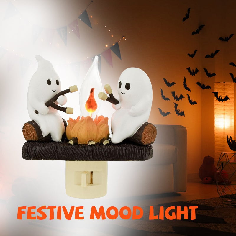 Cute Ghost Campfire Halloween Nightlight