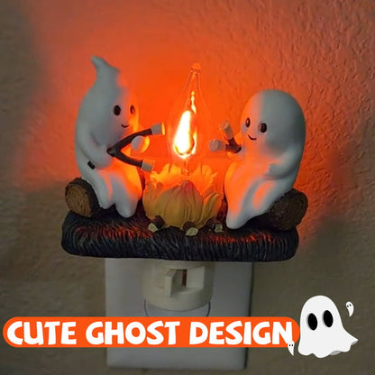 Cute Ghost Campfire Halloween Nightlight