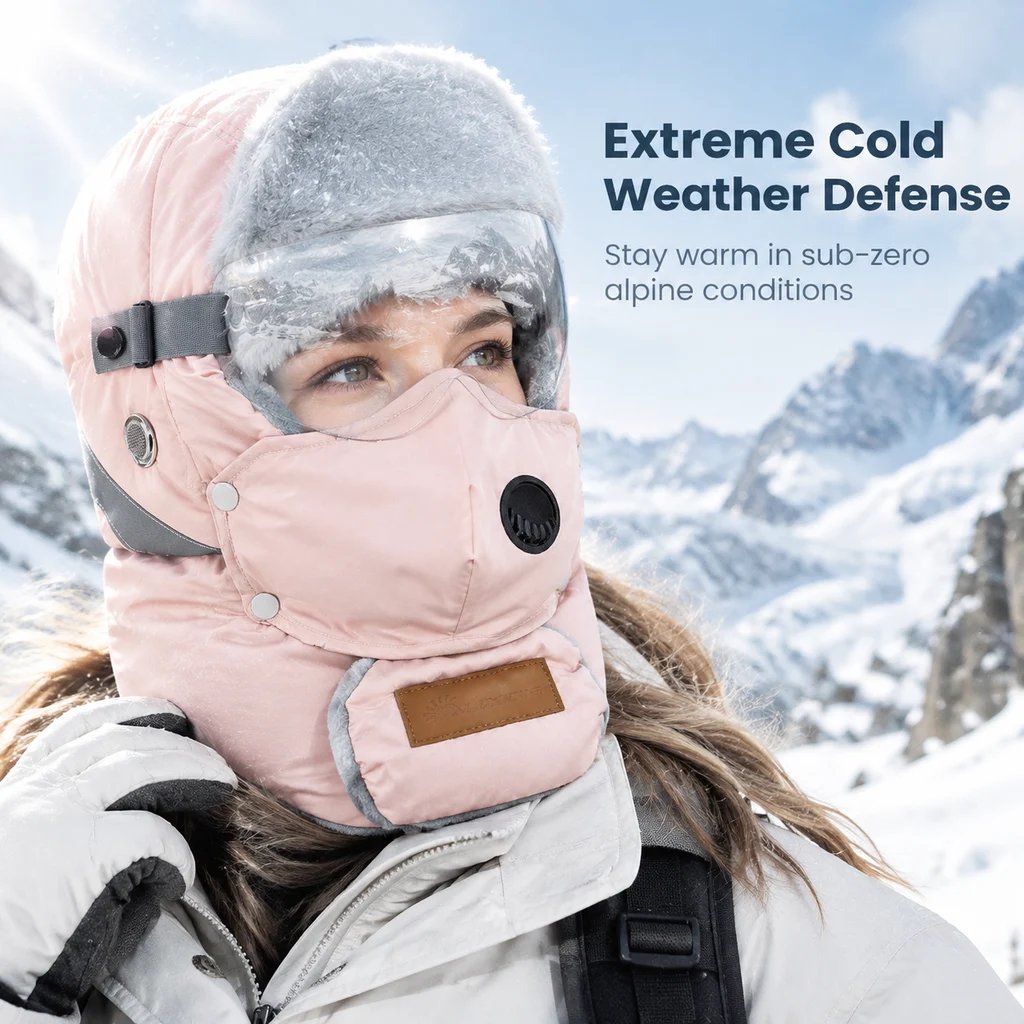 Winter Thermal Ushanka Hat with Detachable Mask and Goggles