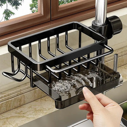 Sink Organizer Rack, Stainless Steel Hanging Faucet Drain Rack with Drip Tray🧽