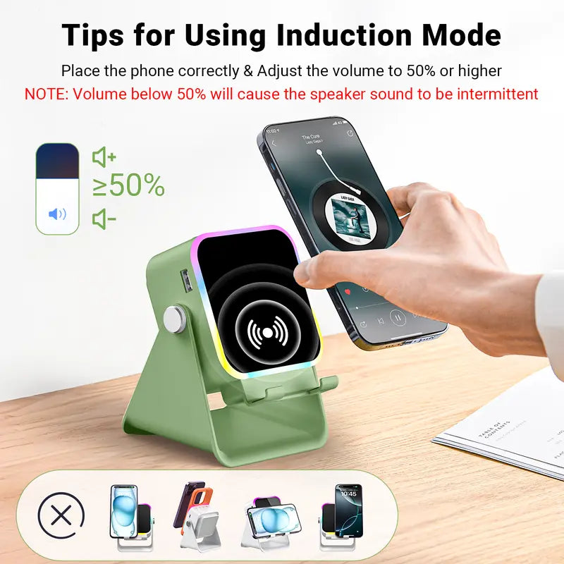 5-in-1 Wireless Induction Speaker Stand