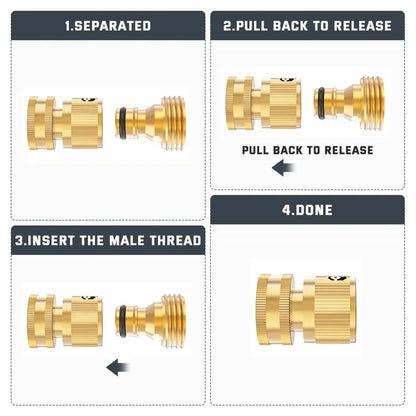 Solid Brass Garden Hose Quick Connector