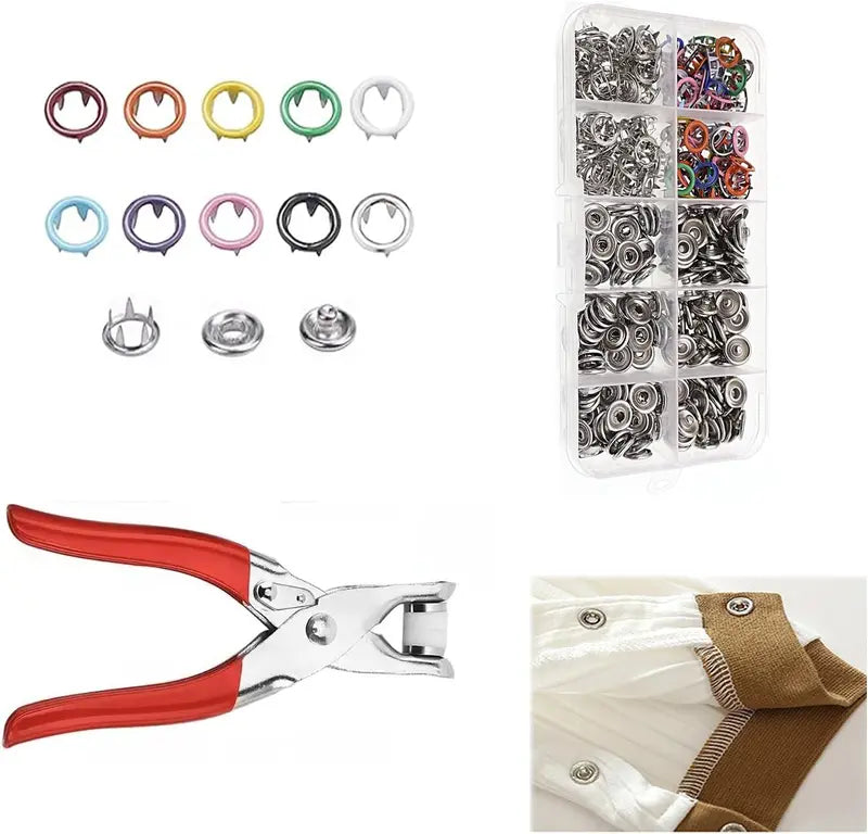100PCS Metal Snap Button Kit with Pliers
