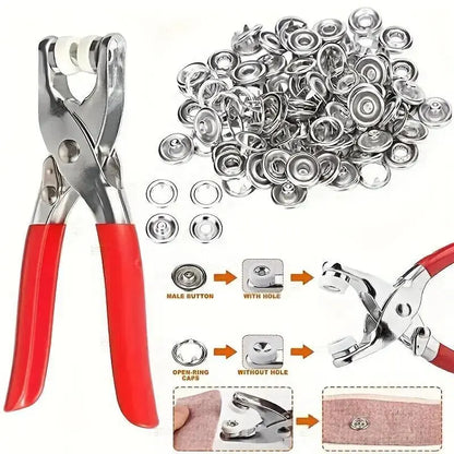 100PCS Metal Snap Button Kit with Pliers