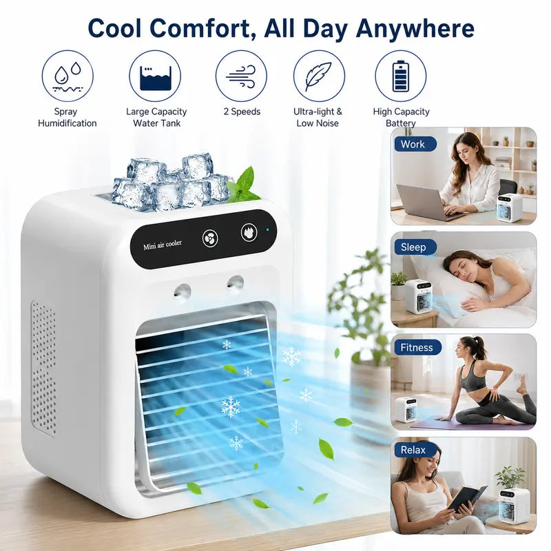 Portable Air Conditioners, 3-In-1 Cooling Fan with 2-Speed Mist Fan