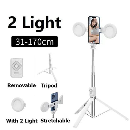 6-in-1 Selfie Stick Tripod with Fill Light