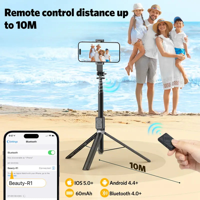 6-in-1 Selfie Stick Tripod with Fill Light