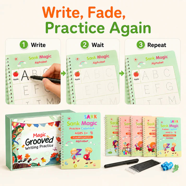 MagicBook | Kids Practice Copybook Set (4Pcs/Set)