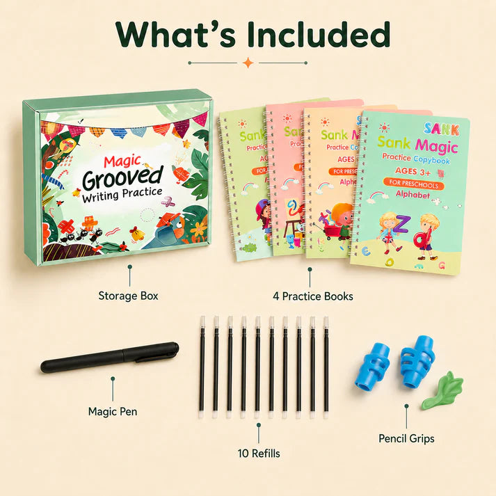 MagicBook | Kids Practice Copybook Set (4Pcs/Set)