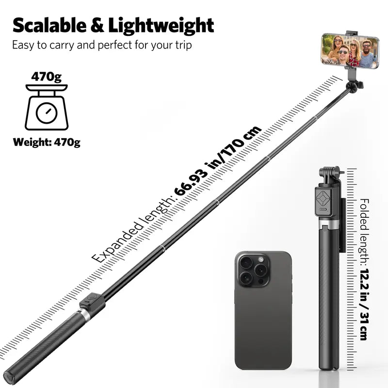 6-in-1 Selfie Stick Tripod with Fill Light