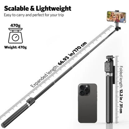 6-in-1 Selfie Stick Tripod with Fill Light