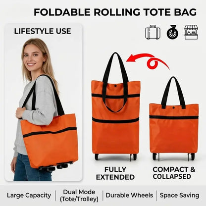 🛒 Wheeled Folding Shopping Tote