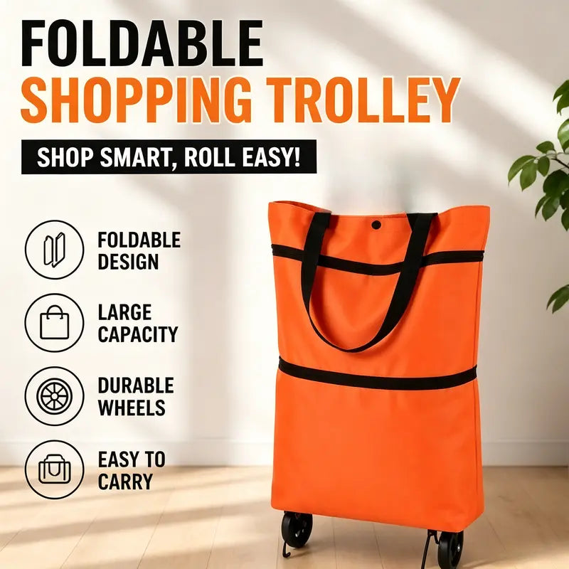 🛒 Wheeled Folding Shopping Tote