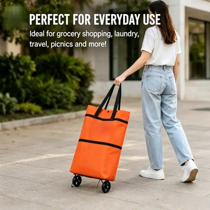 🛒 Wheeled Folding Shopping Tote