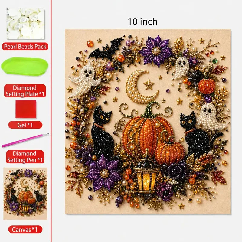 Spooky Cute Ghost  Themed Pearl 3D Diamond Painting DIY Kit
