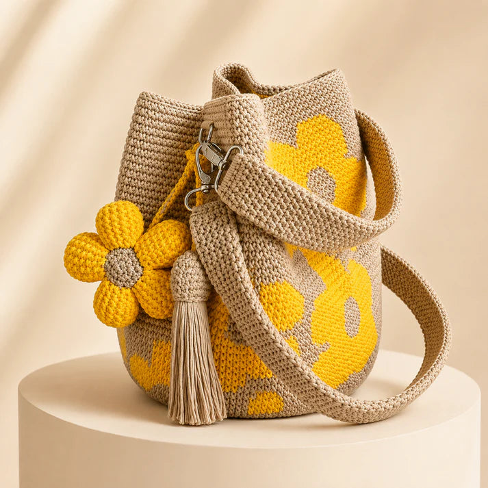 Handwoven Flower Bucket Bag
