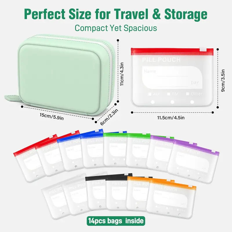 Waterproof Pill Pouch Set- 14Pcs Bags Inside