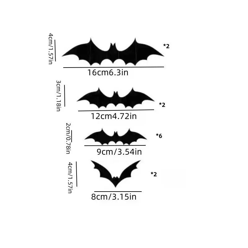 🦇 3D Bat Light Set – Spooky Wall Decor, Easy Stick, 12/24ct