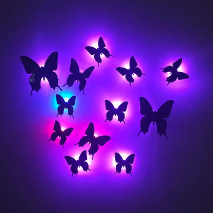 🦇 3D Bat Light Set – Spooky Wall Decor, Easy Stick, 12/24ct