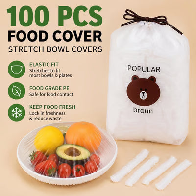 100PCS Disposable Stretch Food Covers