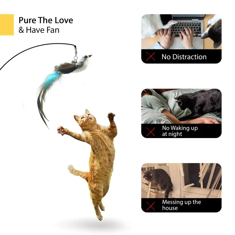 Suction Cup Handheld Cat Feather Toys