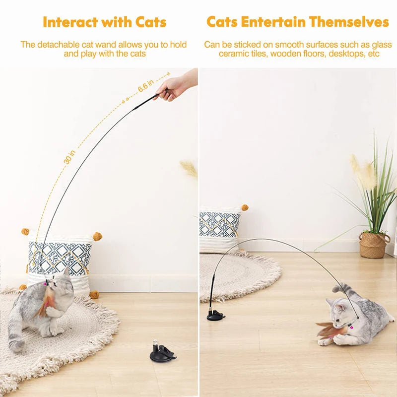 Suction Cup Handheld Cat Feather Toys