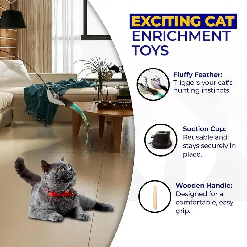 Suction Cup Handheld Cat Feather Toys