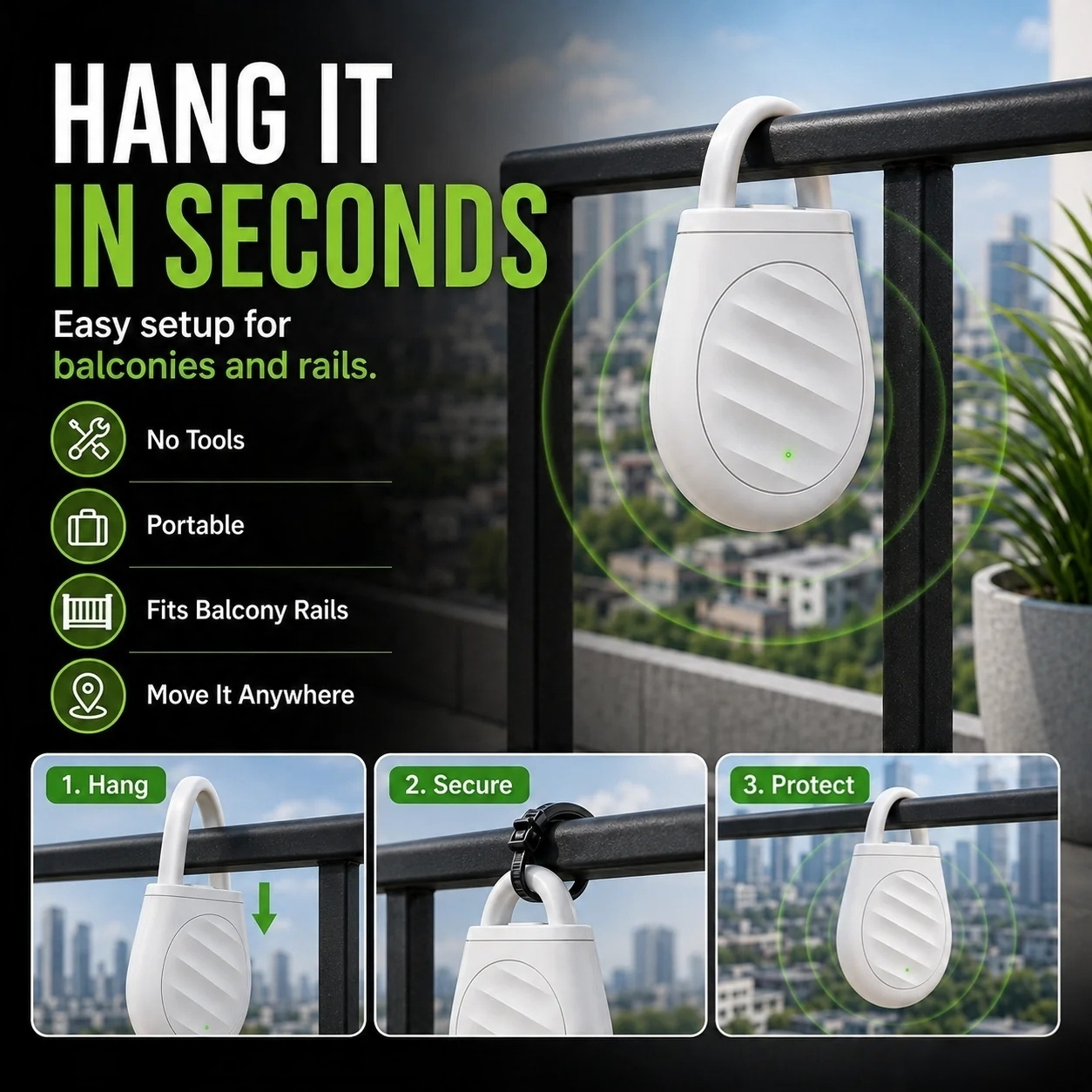 Portable Ultrasonic Bird Repellent Keychain