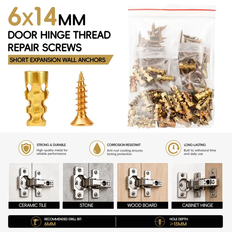 🔩 6×14mm Short Expansion Screw Set