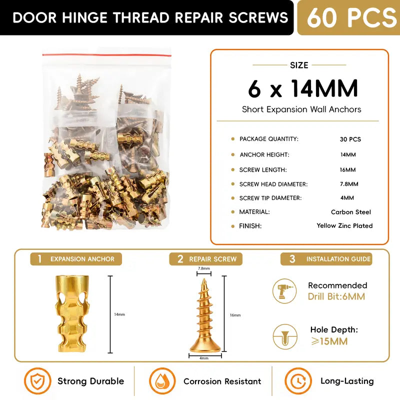 🔩 6×14mm Short Expansion Screw Set