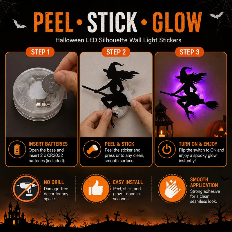 🎃 Halloween LED Silhouette Wall Stickers