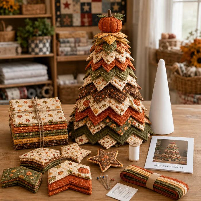 Americana Christmas Tree Quilt Kit – Easy Layered Fabric Holiday Décor for Quilting Lovers