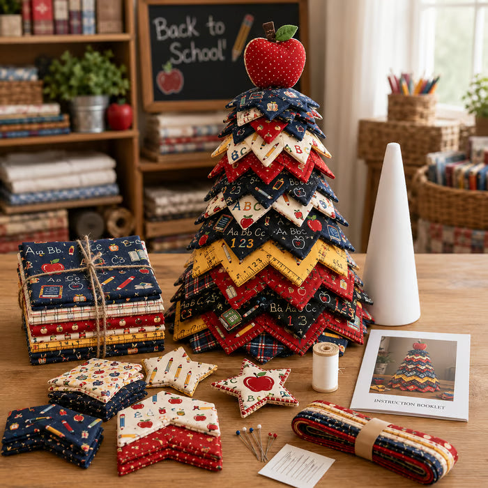 Americana Christmas Tree Quilt Kit – Easy Layered Fabric Holiday Décor for Quilting Lovers