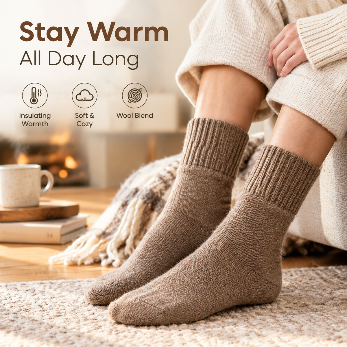 5 Pairs Women's Classical Mid-Calf Polyester Knitting Socks - Simple, Casual, Minimalist, Cozy, Soft🧦