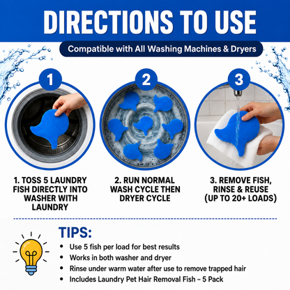 Laundry Pet Hair Removal Fish - 5 Pack