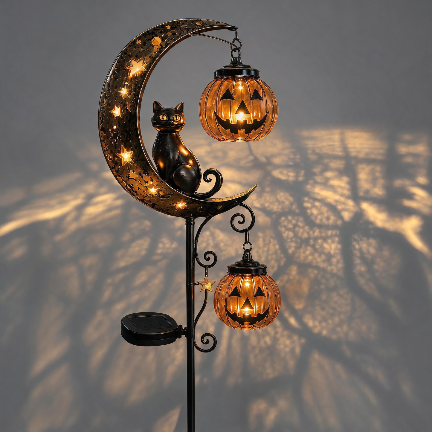 👻Solar Halloween Garden Stake Light with Black Cat & Pumpkin