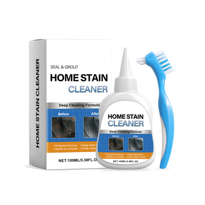Stubborn Stain Remover Gel with Scrub Brush, Bathroom Kitchen Tile Grout Cleaner