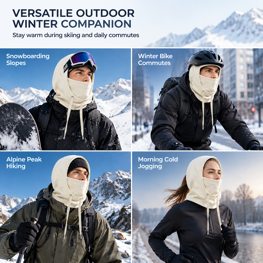 3-in-1 Winter Balaclava – windproof fleece covers head, neck, face & ears. 🛡️💪