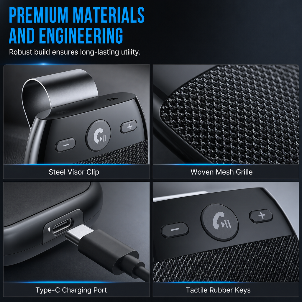 Car Sun Visor Bluetooth Speakerphone – Vibration Auto Power On, Hands-Free Calls 📞